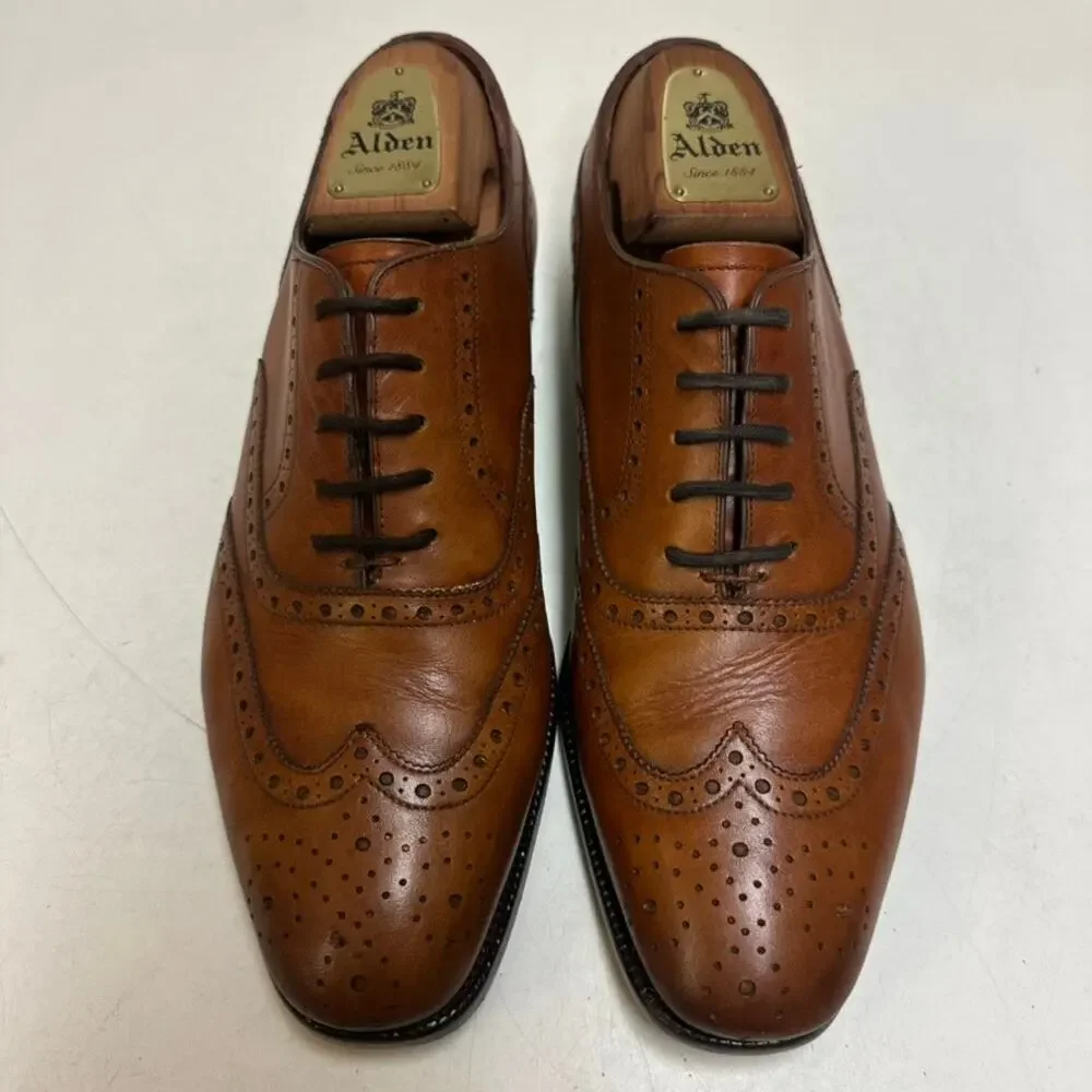 FULLY RESOELD Ralph Lauren Purple Label Wingtip Oxford Calf Made in Itely 8.5 D